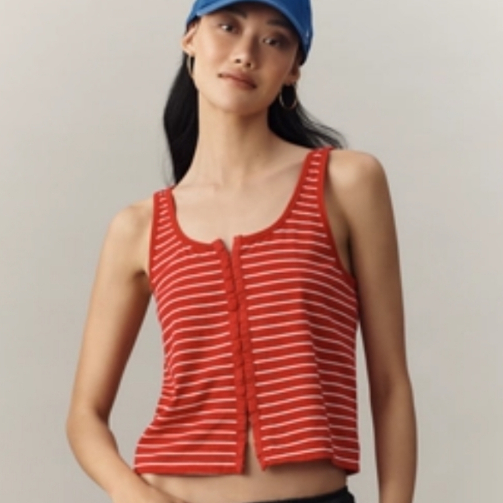 NWT Pilcro Scoop-Neck Button-Front Tank